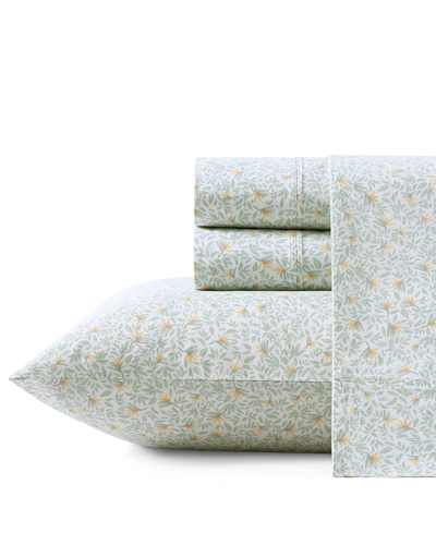 Shop Tommy Bahama Home Crane Flower Cool Zone 200 Tc Percale Cotton 4 Piece Sheet Set, Queen In Open Green