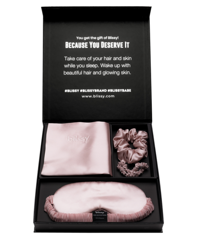 Shop Blissy Pure Silk 4 Piece Dream Set, Standard In Pink