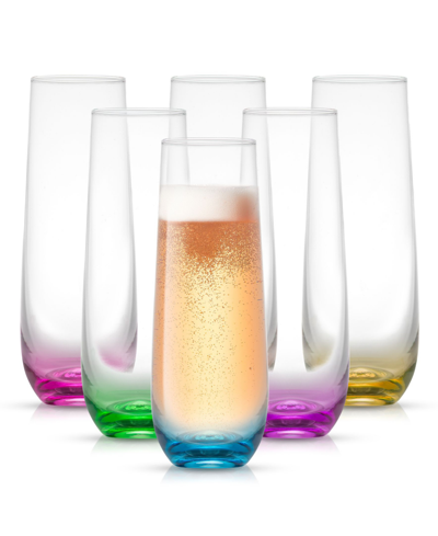 Shop Joyjolt Hue Colored Stemless Champagne Flutes, Set Of 6 In Multi