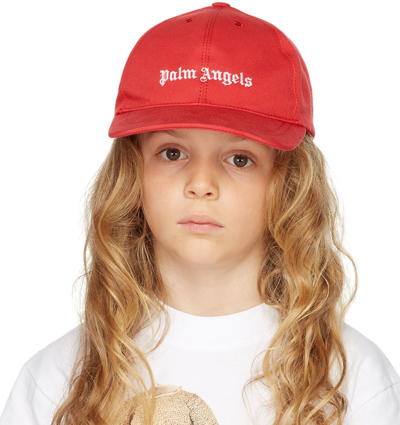 Shop Palm Angels Kids Red Logo Cap In Red White