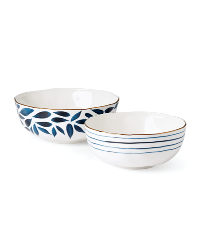 Shop Lenox Blue Bay 2-piece Nesting Bowl Set In Blue And White