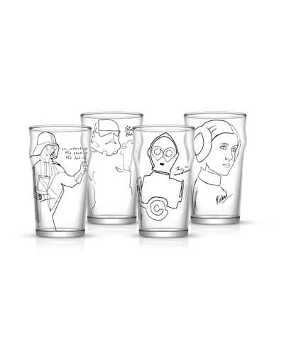 Shop Joyjolt Star Wars Striking Sketch Characters Collection Print 19.2 oz Glasses Set, 4 Pieces In Clear