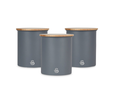 Shop Salton Nordic Food Storage Canisters With Lids, Set Of 3 In Slate Grey