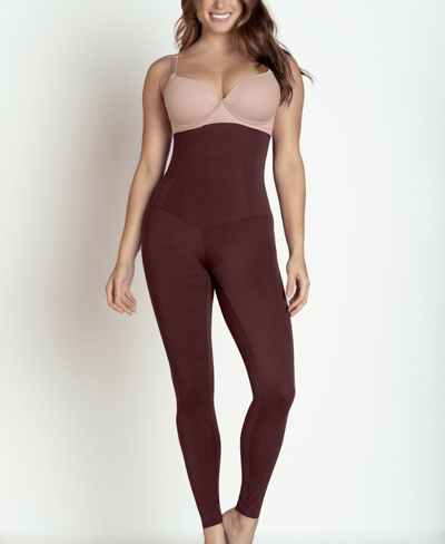 Leonisa Extra High Waisted Firm Compression Legging In Dark Red