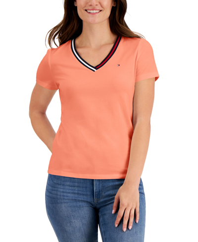 Tommy Hilfiger V-neck T-shirt In Geranium