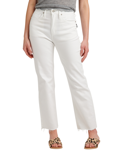 Shop Silver Jeans Co. Women's Highly Desirable High Rise Straight Leg Pants In Off White