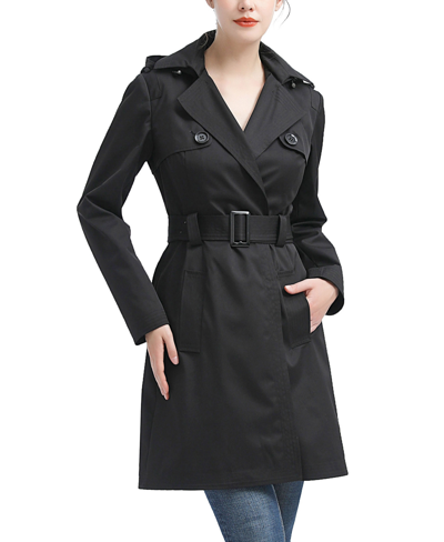 Shop Kimi & Kai Women's Angie Water Resistant Hooded Trench Coat In Black