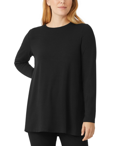 Shop Eileen Fisher Petite Long Sleeve Crewneck Tunic In Grpht