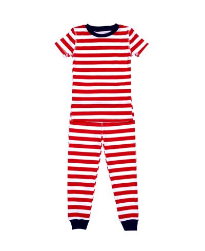 Shop Pajamas For Peace Love Stripe Little Boys And Girls 2-piece Pajama Set In White