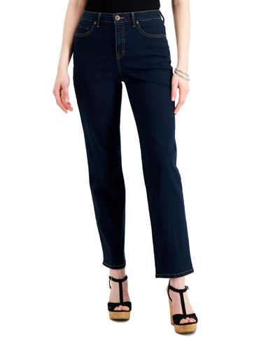 Shop Style & Co Curvy-fit High-rise Straight-leg Jeans, Created For Macy's In Fortress