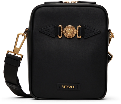 Shop Versace Black 'la Medusa' Biggie Messenger Bag In 1b00v Black
