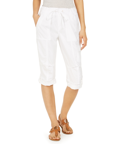 Shop Tommy Hilfiger Women's Solid Cropped Cargo Pants In Brt White