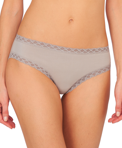 Shop Natori Bliss Lace-trim Cotton Brief Underwear 156058 In Marble