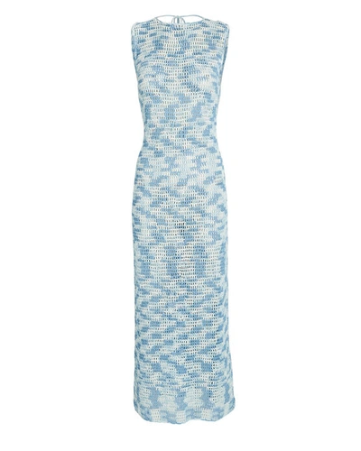 Shop Akoia Swim Ulu Open-back Crocheted Cotton Midi Dress In Blue-med