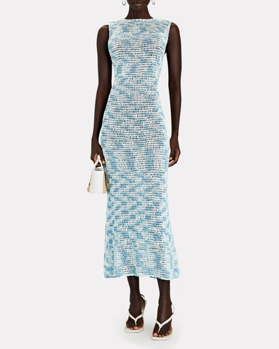 Shop Akoia Swim Ulu Open-back Crocheted Cotton Midi Dress In Blue-med