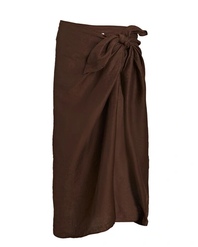 Shop Aexae Linen Midi Pareo In Brown