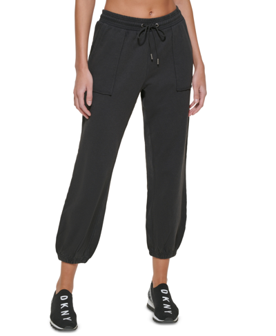 Shop Dkny Sport Cropped Jogger Pants In Black