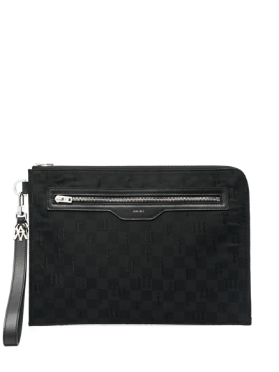 Shop Amiri Logo-jacquard Ipad Pouch In Schwarz