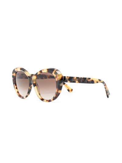 Shop Valentino Tortoiseshell Cat-eyey Sunglasses In Brown