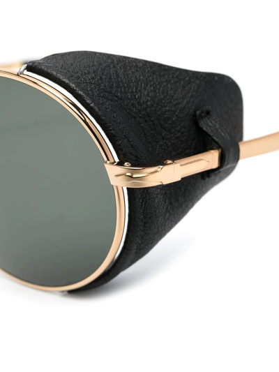 Shop Persol Tinted Leather-side Rounded Sunglasses In Gold