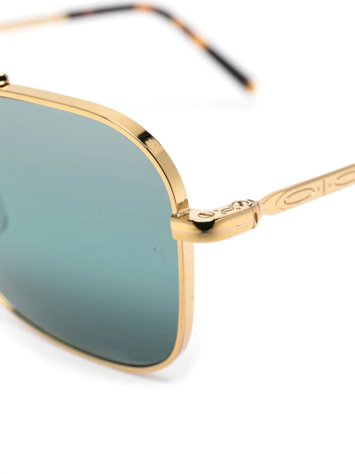 Ray Ban Rectangular Aviator Sunglasses In Gold