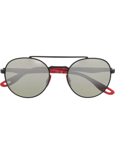 Ray Ban Round-frame Mirrored Sunglasses In Schwarz