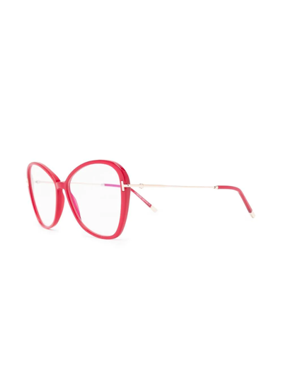 Tom Ford Polished-effect Oversize-frame Glasses In Rot