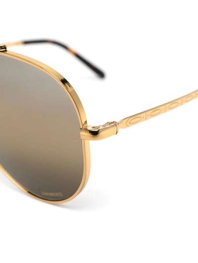 Shop Ray Ban Mirrored-lens Aviator Sunglasses In Gold