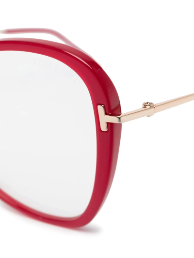 Tom Ford Polished-effect Oversize-frame Glasses In Rot