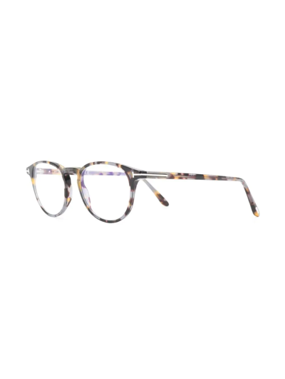 Tom Ford Tortoiseshell-effect Round-frame Glasses In Braun