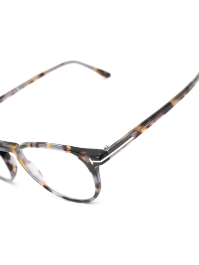 Tom Ford Tortoiseshell-effect Round-frame Glasses In Braun