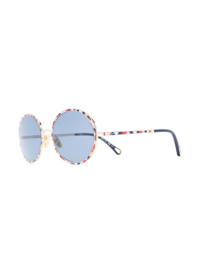 Shop Chloé Vitto Round-frame Sunglasses In Blue