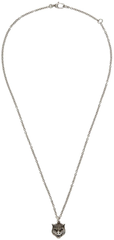 Shop Gucci Silver Feline Necklace In 0811 Pall.blackprezi