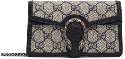Shop Gucci Blue & Beige Super Mini Dionysus Gg Supreme Shoulder Bag In 4075 Beige Blu/blu
