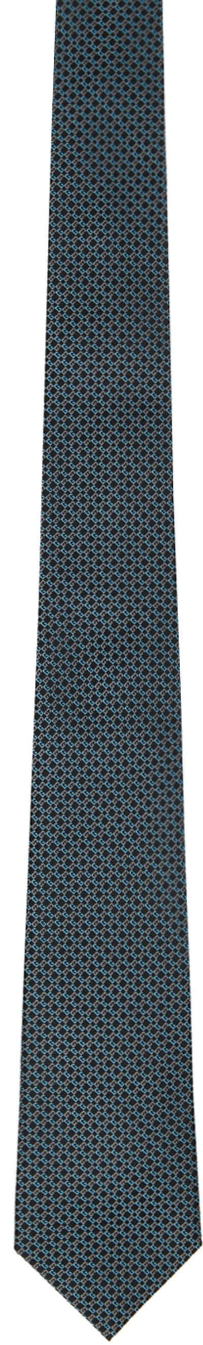 Shop Gucci Black Geometric G Tie In 4069 Mid.night Bl/sk