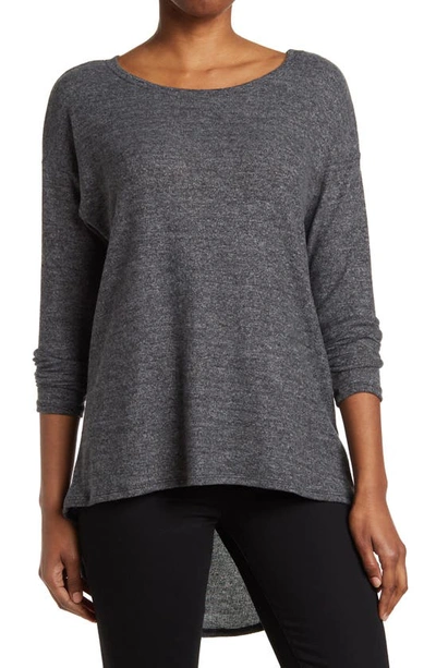 Shop Go Couture Boatneck Hi-low Tunic Sweater In Charcoal Print 1