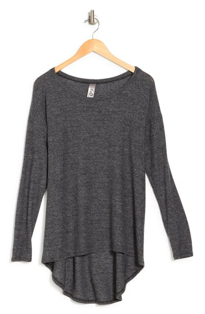 Shop Go Couture Boatneck Hi-low Tunic Sweater In Charcoal Print 1