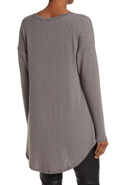 Go Couture Boatneck Hi-low Tunic Sweater In Ultimate Gray