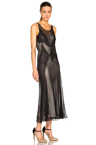 Shop Maison Margiela Silk Chiffon Dress In Black & Pearl Grey