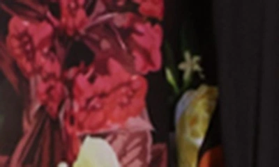 Ranee's Floral Print Cover-up Long Duster In Black