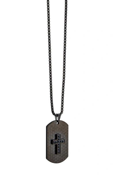 Shop American Exchange Cross Dog Tag Necklace & Id Bracelet Set In Gun/ Black
