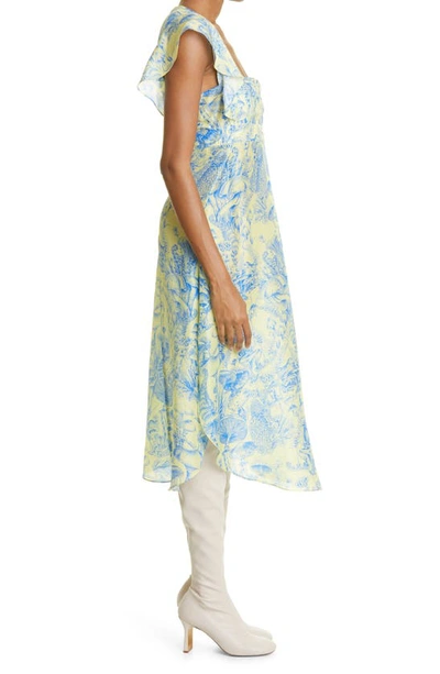 Shop Stella Mccartney Fungi Print Silk Midi Dress In 7250 Banana