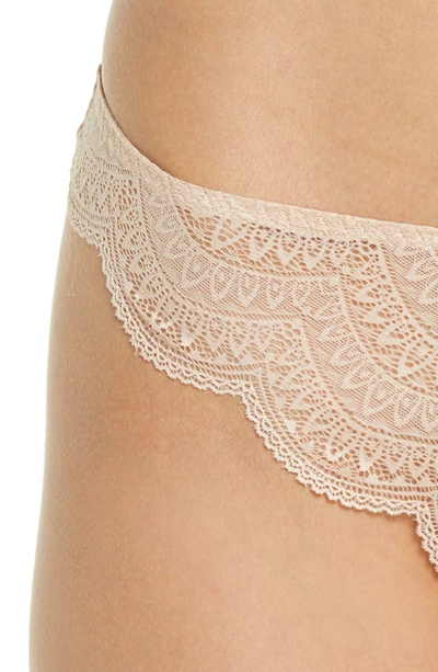 Shop Simone Perele Karma Lace Tanga In Peau Rose