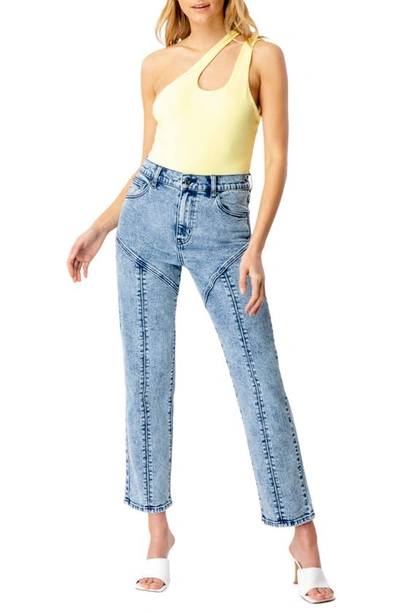 Shop Bardot Pia Cutout One-shoulder Bodysuit In Lemon
