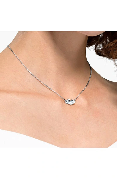 Shop Swarovski Attract Soul Crystal Hearts Pendant Necklace In White