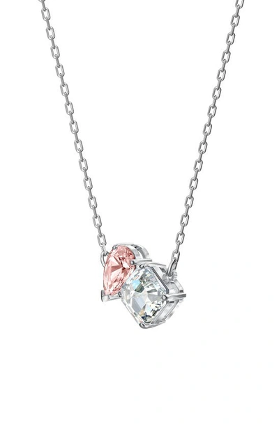 Shop Swarovski Attract Soul Crystal Hearts Pendant Necklace In Pink