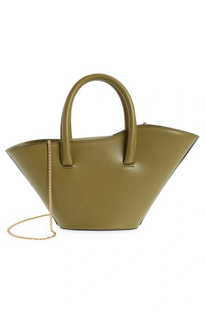 Shop Little Liffner Small Tulip Leather Shoulder Bag In Moss
