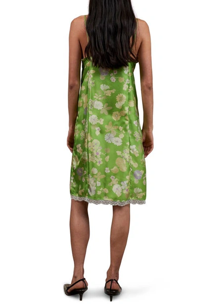 Shop Meryll Rogge Wallpaper Floral Print Silk Slipdress In Apple Green