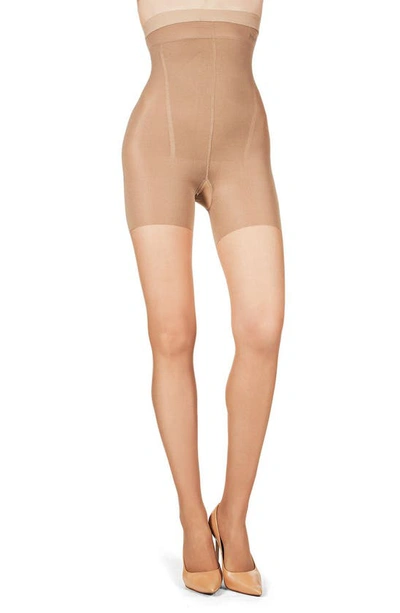 Memoi Super Shaper Control Top Sheer High Waist Pantyhose In Honey