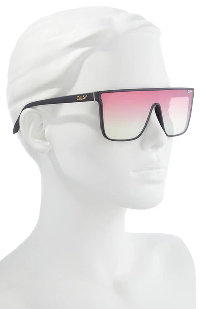 Shop Quay Australia Nightfall 135mm Shield Sunglasses In Matte Black / Coral